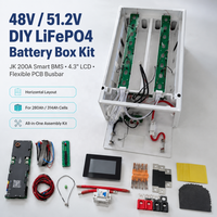 Caja de Batería Horizontal DIY LiFePO4 de 48V 51.2V con BMS Inteligente JK 200A y Pantalla LCD de 4.3 Pulgadas, PCB Flexible para Paquetes de 280Ah 314Ah 324Ah 334Ah