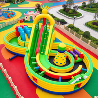 Parcours d'obstacles gonflable géant en PVC avec toboggan, château gonflable pour activités sportives, pour plusieurs joueurs, installation facile