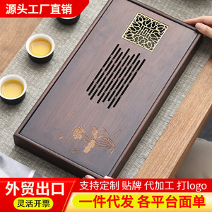 Wholesale bamboo <b>tea</b> tray, new Chinese style lotus design, with copper filter for fast drainage, simple household <b>tea</b> <b>set</b> tray - Product Image 5