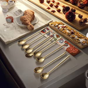 Ensemble de cuillères en acier inoxydable plaqué or à finition miroir mignon - Product Image 3