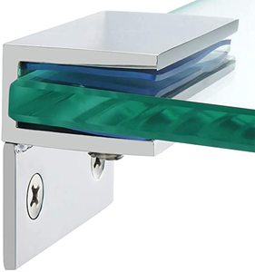 Giá đỡ kệ kính hình chữ nhật không khung có thể điều chỉnh với chân, kẹp chắc chắn, kẹp kệ bằng thép không gỉ SUS 304 mạ crôm - Product Image 1