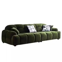 Vente directe usine – Canapé une place vintage vert œil-de-chat style français, pour salon, en ligne droite, couleur crème, motif nuage moelleux