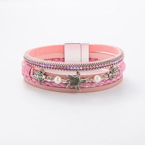 Round Leather Bracelet Seamless Laser <b>Engraved</b> Logo Braided Steel Wire Holiday Gift for Women Technical Color Retention Time - Product Image 2