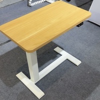 Table de chevet électrique réglable en hauteur OTi avec roulettes et batterie au lithium (usage hospitalier et domestique), Burlywood/blanc