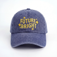 Gorras de Béisbol Personalizadas de 6 Paneles con Logotipo Bordado, Color Azul Bebé, Algodón Lavado, Estilo Desestructurado, Gorras de Papá