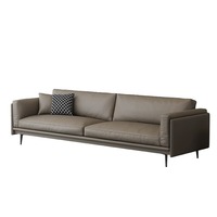 Canapé de bureau moderne à trois places de style italien Housse en cuir simple pour affaires et loisirs Ensemble de réception pour invités