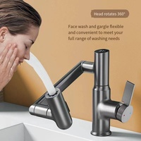 360 degrés rotation universelle tout cuivre pistolet gris affichage numérique intelligent robinet d'eau froide et chaude robinet de bassin