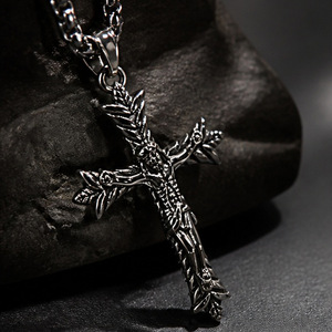 yunnique Stainless Steel <b>Cross</b> Pendant Blackened Aged Finish Unisex Necklace Gift Jewelry - Product Image 1
