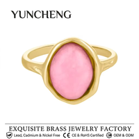 Bague empilable irrégulière YUNCHENG en laiton, texture amazonite et quartz rose, pierres précieuses personnalisées, étanche, tendance