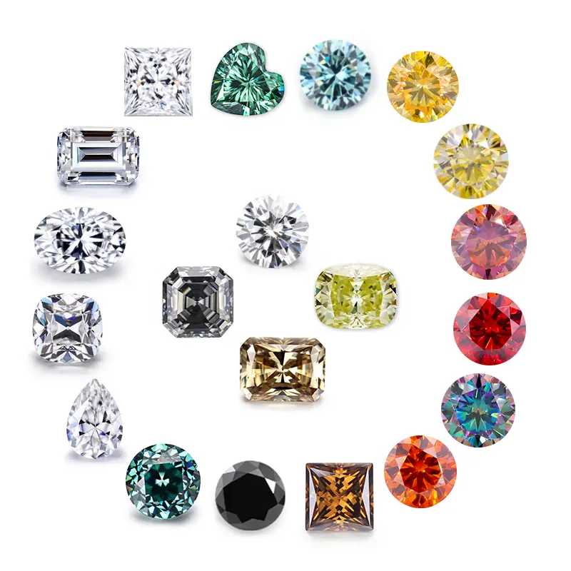 Starsgem-diamantes sueltos de colores personalizados, moissanita de Color amarillo, gris oscuro, champán, canario, verde, rojo, rosa, negro y azul