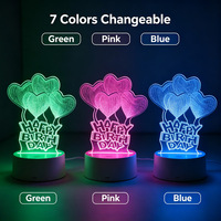 Lampe à illusion 3D Joyeux Anniversaire, 7 couleurs, interrupteur tactile, veilleuse LED en acrylique, décoration de fête d'anniversaire, cadeau pour enfants et amis