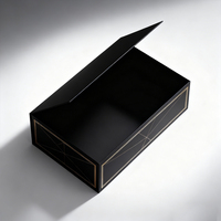 Boîte cadeau pliante magnétique personnalisée de luxe avec logo |   Emballage en papier rigide noir mat de grande taille |   Boîte en carton pliable vide pour cadeaux