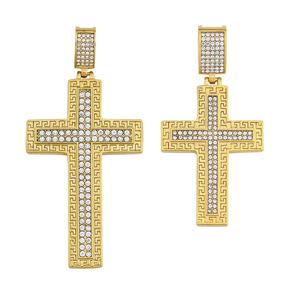 Pendentif Croix Unisexe en Zircon Cubique Solide Effet Glacé, Fait Main, Style Tendance, Sertissage Rond, pour le Hip Hop - Product Image 2