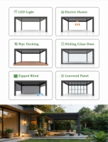 Pérgola de Aluminio para Balcón, Cine al Aire Libre y Zona de Entretenimiento, Refugio Resistente a la Intemperie con Luces LED para Noches de Cine en el Patio Trasero