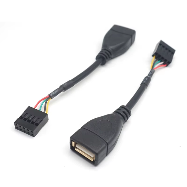 D3854 10cm 0.1m USB A 2.0 female to 10 pin header PCB motherboard cable
