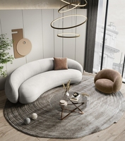 Ensemble de canapés modernes minimalistes et courbés en tissu de laine pour salon, design décontracté européen, adapté au salon.