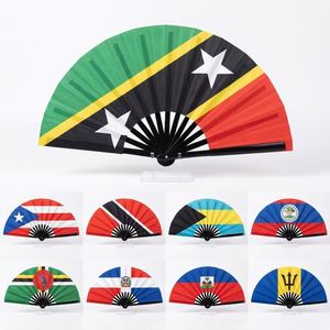 Éventail en bambou personnalisé, imprimé, écologique, style art populaire, avec drapeau national de Cuba, technique de peinture, idéal comme souvenir, vente en gros - Product Image 1