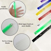 Transparent givré PVC 3 anneaux A5 A6 pochette à crayons remplissage enveloppe pochette sac classeur poches d'argent dossiers avec fermeture à glissière en métal multicolore