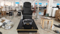 Chaise de pédicure professionnelle de luxe confortable au design moderne pour salon de manucure, non pliable, avec bassin métallique réglable et massage des pieds