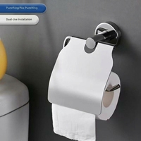 Porte-papier toilette en acier inoxydable SUS304 poli avec couvercle, fixation murale adhésive ou à vis, porte-rouleau de papier toilette
