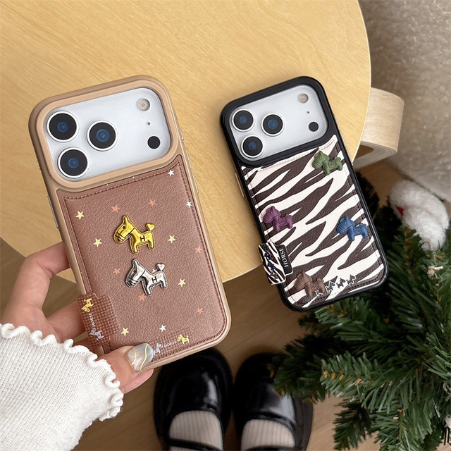 Stylish Cartoon Horse Pu Leather Mobile Phone Cover for iPhone 17 Pro Max 16 15 14 13 Back Cover