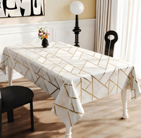 Nappe triangulaire en PVC effet marbre avec feuille d'or, imperméable, anti-taches, lavable, en vinyle, taille personnalisée pour la maison, l'hôtel, la décoration de banquets