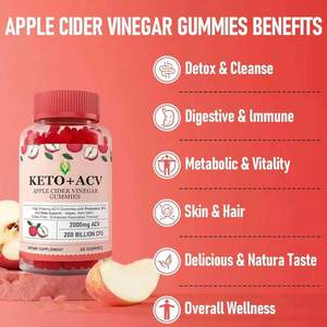 Venta caliente Keto ACV Gummies Vitamina B12 200 mil millones de CFU Probióticos Soporte para la pérdida de peso 2000mg Vinagre de sidra de manzana Gummies - Product Image 3