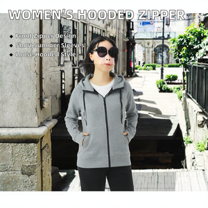 JAC22 DZ54182 Colección Primavera Verano Sudadera con Capucha para Mujer, Holgada, de Manga Corta, con Cierre, Tejida, Anti-Pilling, con Estampado Frontal - Product Image 2