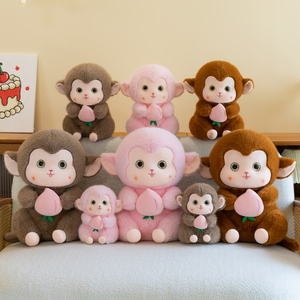 En gros, Peluches mignonnes singe tenant une pêche, <span class=keywords><strong>3</strong></span> couleurs, pour machine à griffes, cadeaux d'anniversaire pour enfants et décoration intérieure - Product Image 5