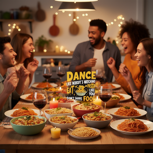 Camiseta de manga larga Pasta Party con diseño de comer pasta como si no se compartiera comida - Product Image 3