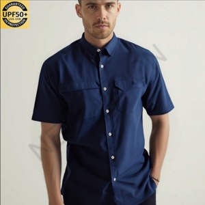 เสื้อตกปลาผู้ชายแบบแห้งเร็ว ระบายอากาศได้ดี แขนสั้น ป้องกันแสงแดด เหมาะสำหรับกิจกรรมกลางแจ้ง - Product Image 2