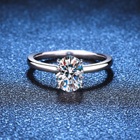 S925 argent sterling femmes bague haute qualité pigeon oeuf moissanite 2 carats bagues de fiançailles moissanite bague en diamant