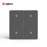 Merten MTN714BM Zigbee Smart Switch 4 Gang IP20 16A Abu-abu Panel PC Sudut Bundar Kontrol Suara Alexa/Google Home untuk Pengatur Waktu Aplikasi