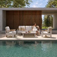 Ensemble de canapés d'extérieur modernes en métal avec design en corde tressée, construction durable, fauteuils et table basse ovale pour jardin/patio