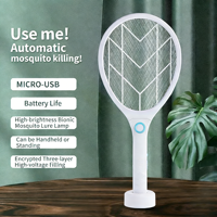 Raquette anti-moustiques électrique en gros d'usine, recharge USB, piège à moustiques automatique 2-en-1 avec grande surface en maille à 3 couches