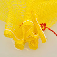 Meerkleurige mesh tas (geel/oranje/groen) voor groenten, fruit, gevogelte, brandhout; ademend & lichtgewicht, sluiting met trekkoord