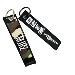 Cartoon Anime Embroidered Jet Tag Keychain Fabric Woven Luggage Tag with Embroidery Unique Keytag