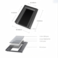 Tuile solaire BIPV légère 14W double vitrage 440x650mm, panneau solaire CdTe intégré au bâtiment, bardeaux solaires pour toitures modernes
