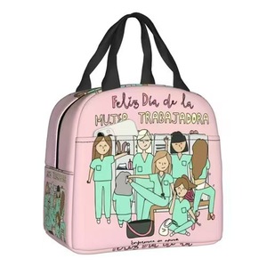 Nurse Theme Insulated <b>Lunch</b> <b>Bag</b> Cute Cartoon Cooler Tote Portable Zipper Reusable Food Storage Box <b>for</b> <b>Women</b> Men - Product Image 4
