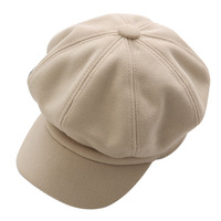 Gorro de panadero de terciopelo suave para mujer, gorro de invierno, boina, informal