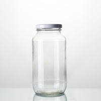 25oz 750ml Bocaux cylindriques en verre à large ouverture pour spaghetti et pâtes avec couvercles tournants de 70mm