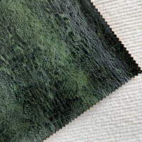 Tissu en cuir PU gaufré crocodile vert forêt, 1,0 mm, poli, pour manteau et veste, 140 cm