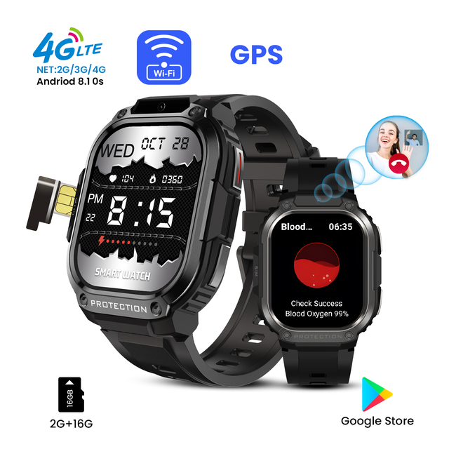Sport Android 4G Smart Watches Sim Card APP Download 2.13 Inch AMOLED WIFI GPS 930mAh Battery Video Calling V21 4G Smartwatch
