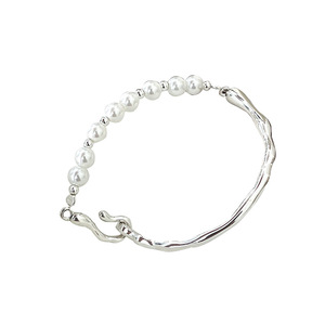 Pulsera de Plata de Ley S925 con Perlas, Diseño Geométrico, Joyería para Uso Diario de Mujer - Product Image 5