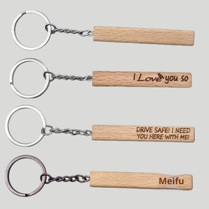 Wholesale Factory Direct Personalized Creative Eco-friendly Beech Wood Rectangular UV Printing Pendant Tag Key Chain