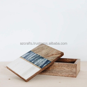 Ethically Sourced for Mango Wood Resin <b>Box</b> Handmade Inlay Design with Custom Logo for Jewelry <b>Storage</b> Bone <b>Material</b> - Product Image 3