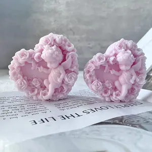 INTODIY Полимерная глина в форме сердца, формы для мыла, розовые цветы, детский Ангел, силиконовая форма для мыла