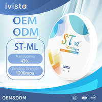 Disco de Zirconia Dental IVISTA ST-ML de Alta Calidad Directo de Fábrica OEM/ODM 43% de Translucidez 1200MPa de Resistencia a la Flexión Bloque Blanco