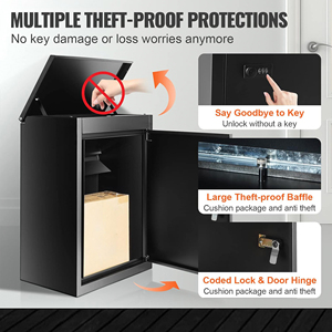 עמיד למים חבילת טיפה חיצונית נגד גניבת מגולוון חיצונית חבילת משלוח שחור תיבת משלוח תיבת משלוח שחור עבור מחוץ - Product Image 6