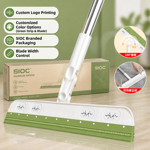 Balai <span class=keywords><strong>raclette</strong></span> en silicone, balai magique, essuie-eau sans traces, dépoussiéreur de poils, tige en acier inoxydable, tête rotative à 180° pour carrelage - Product Image 5